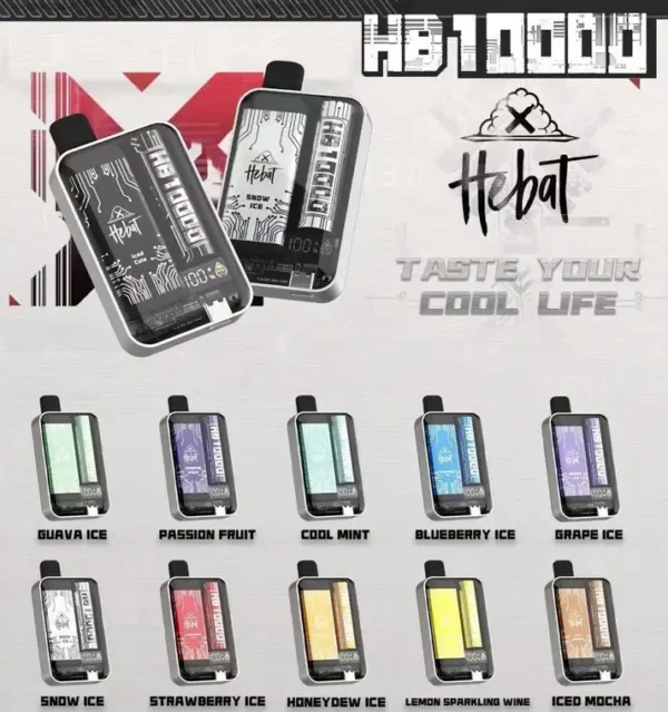 Hebat 喜貝10000拋棄式電子煙｜數位螢幕顯示 Mesh芯霧化系統 Type-C快充 12W輸出設計 台灣現貨