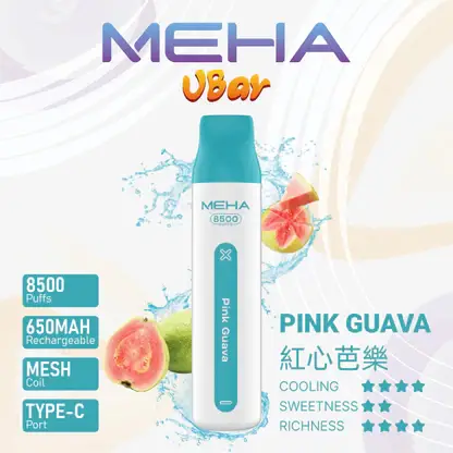 MEHA VBar 魅嗨小白條8500口拋棄式電子煙｜650mAh電池 3%尼古丁鹽 Mesh霧化技術 台灣現貨