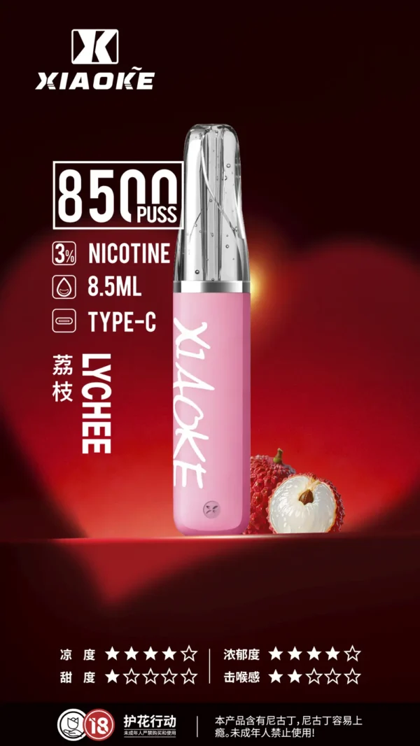 XIAOKE 梟客 8500口拋棄式電子煙｜3%尼古丁鹽配比 8.5ml儲油容量 Type-C充電設計 長效續航 台灣現貨