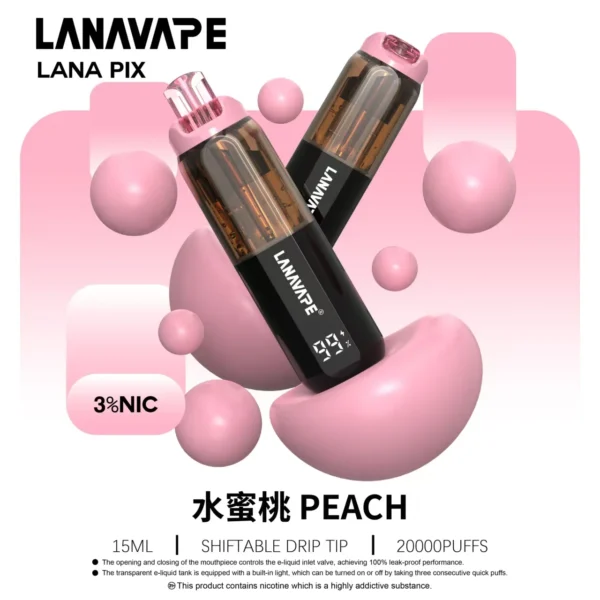 LANA-PIX-閃光彈-一次性20000口-水蜜桃 LANA PIX 閃光彈 20000口拋棄式電子煙|可摺疊吸嘴設計 Mesh網芯爆汁口感 3%尼古丁鹽 15ml巨量儲油 Type-C充電 台灣現貨