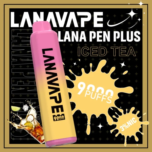 LANA一次性9000口-冰紅茶-scaled LANA PEN PLUS 9000口拋棄式電子煙|3%尼古丁鹽黃金配比 15ml巨量儲油 Mesh網芯 Type-C充電 台灣現貨