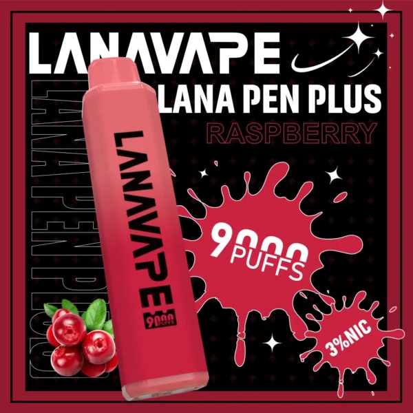 LANA一次性9000口-覆盆子-scaled LANA PEN PLUS 9000口拋棄式電子煙|3%尼古丁鹽黃金配比 15ml巨量儲油 Mesh網芯 Type-C充電 台灣現貨